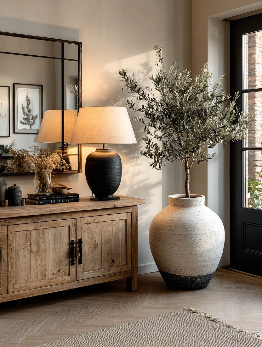 Your console table may not need more decor. It may just need more scale.

One of our favorite ways to refresh a console table is with an oversized sculptural table lamp. Bold, substantial lamps have made a major comeback, helped along by beautifully layered interiors seen in shows like The White Lotus. They instantly give a console table more presence while adding the warm, layered lighting we love in modern homes.

Then add an indoor olive tree. Few plants create that effortless European feeling quite like an olive tree. Its soft sage-green foliage brings nature, height, and movement without making the space feel busy.

And if you want to take it one step further? Choose an oversized sculptural planter. It turns the tree itself into a statement piece.

Oversized lamp. Olive tree. Sculptural planter. Three elements—and suddenly an ordinary console area feels warm, collected, and beautifully intentional.

Explore our edit of oversized table lamps, indoor olive trees, and statement planters to recreate the look.

Sometimes a room doesn't need more. It needs a few pieces with more presence.

#ConsoleTable #OversizedTableLamp #OliveTree #ElegantAndDriven 

 #LTKHome