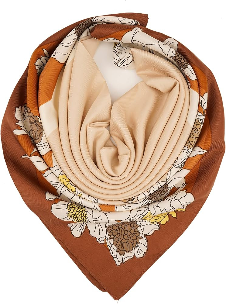 YOUR SMILE Silk Like Scarf Women's Fashion Pattern Large Square Satin Headscarf Headdress | Amazon (US)