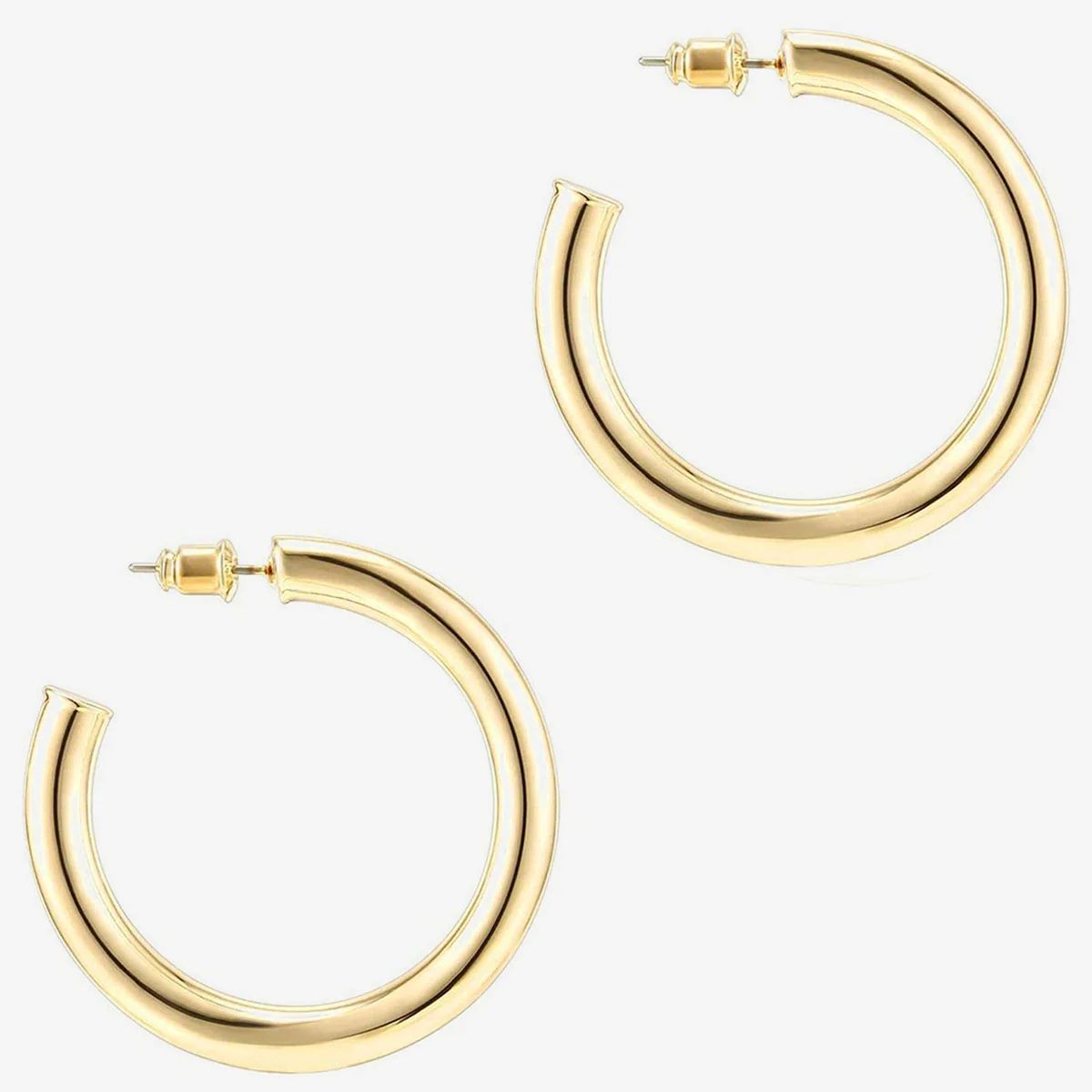 Round Chunky Hoops | 14k Plated Gold | Trending TikTok Earrings | PAVOI