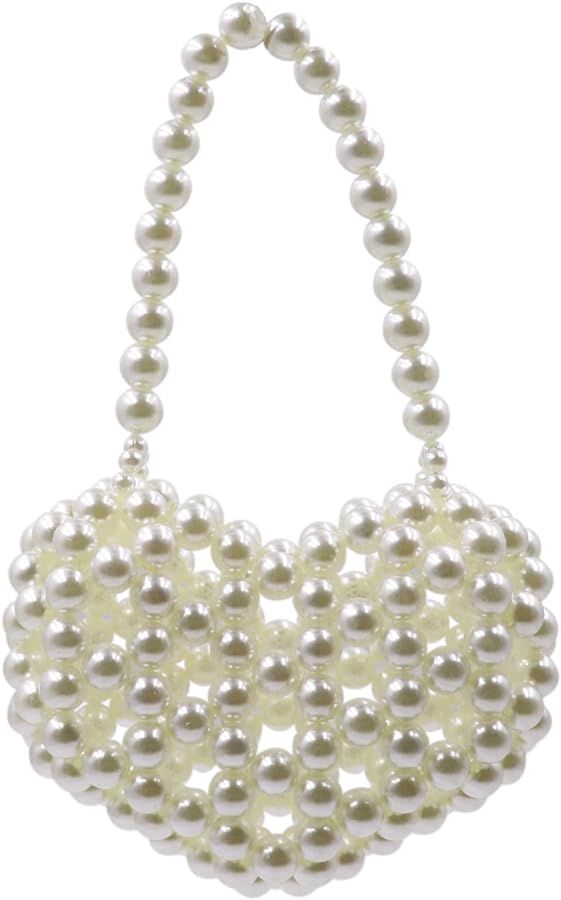 Amamcy Girls Mini White Pearl Purse Handbag Vintage Pearl Satchel Shoulder Bag Pearl Beaded Clutc... | Amazon (US)