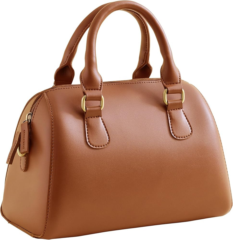 Vegan Leather Boston Bag For Women Vintage Top Handle Satchel Retro Casual Purse Classic Simple S... | Amazon (US)