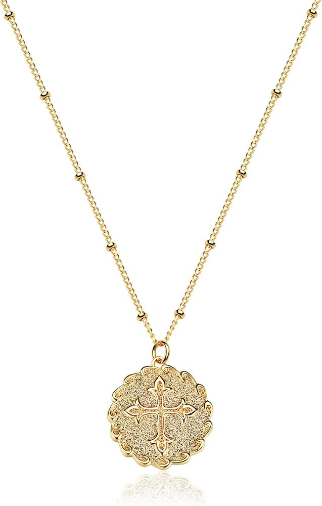 MTMY Gold Cross Necklace 14K Gold Plated Dainty Gold Cross Pendant Necklace for Women Delicate Ne... | Amazon (US)