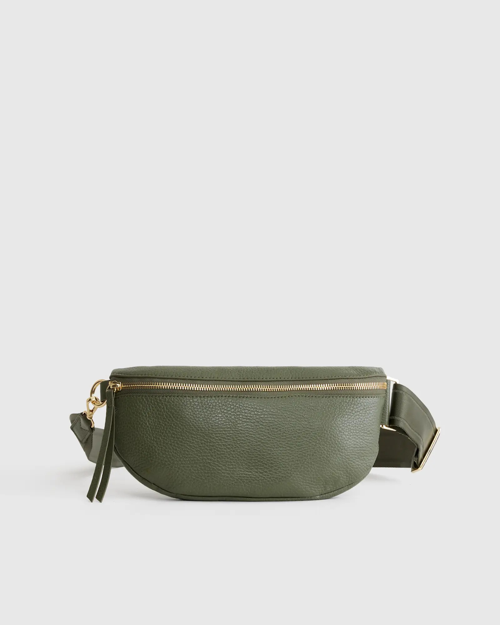 Italian Pebbled Leather Sling Bag in Olive | Quince