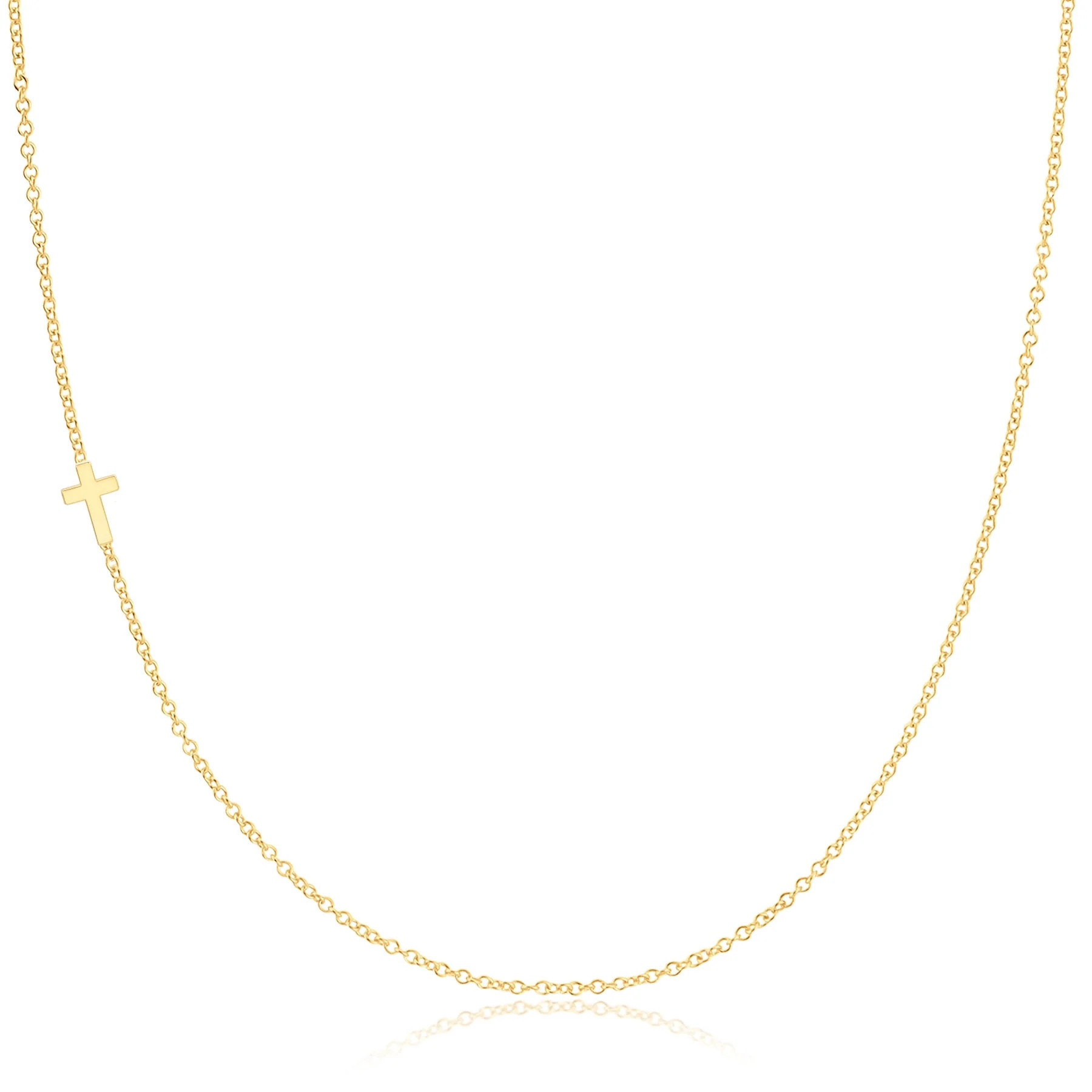 14K GOLD ASYMMETRICAL CHARM NECKLACE - Cross | Maya Brenner