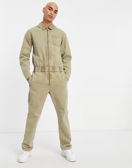 ASOS DESIGN boiler suit in washed green | ASOS (Global)