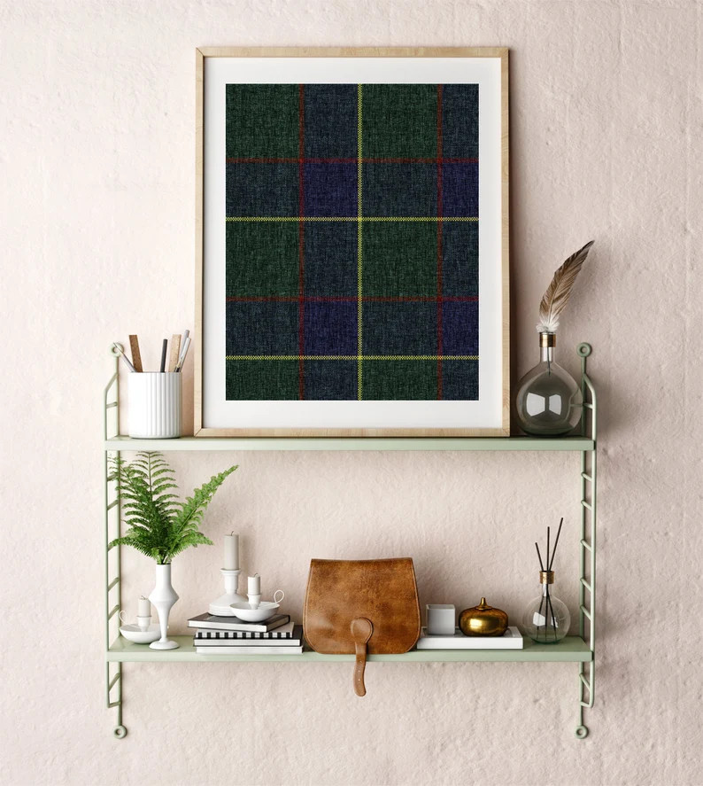 Green Plaid Tartan Fall Winter Digital Download Printable Wall Art - Etsy | Etsy (US)