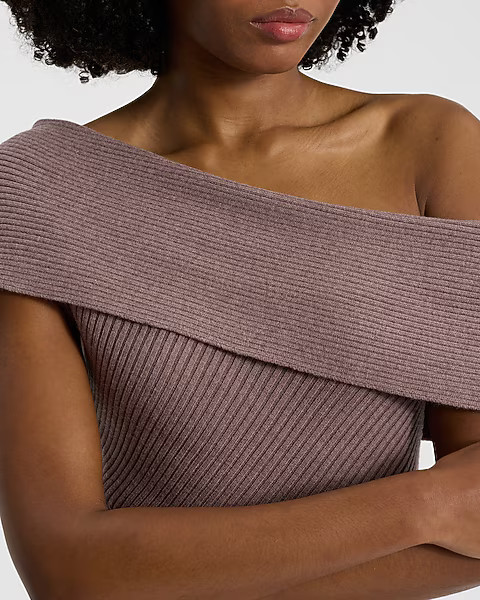 Ribbed Off The Shoulder Midi Sweater Dress | Express