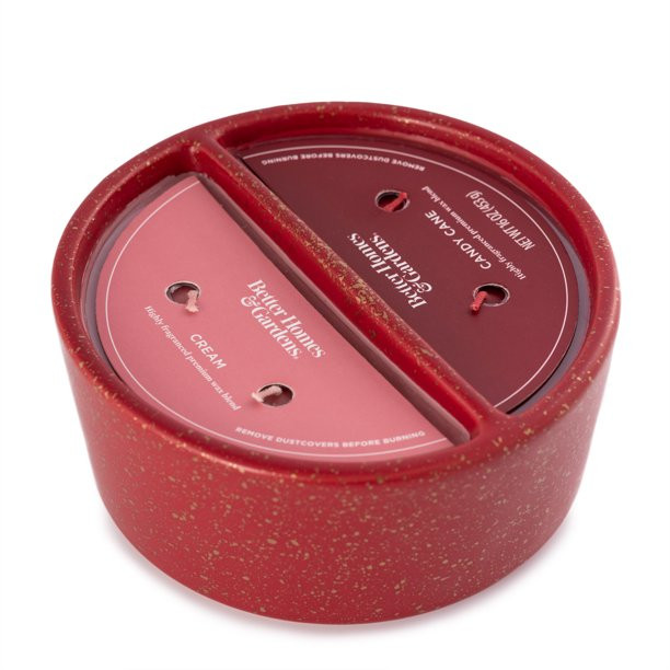 Better Homes & Gardens 16oz Crushed Candy Cane & Cream Duo Scented 4-Wick Ceramic Christmas Holid... | Walmart (US)