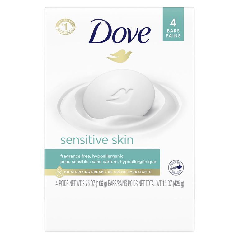Dove Moisturizing Beauty Bar Sensitive Skin, 3.75 oz, 4 Bars - Walmart.com | Walmart (US)