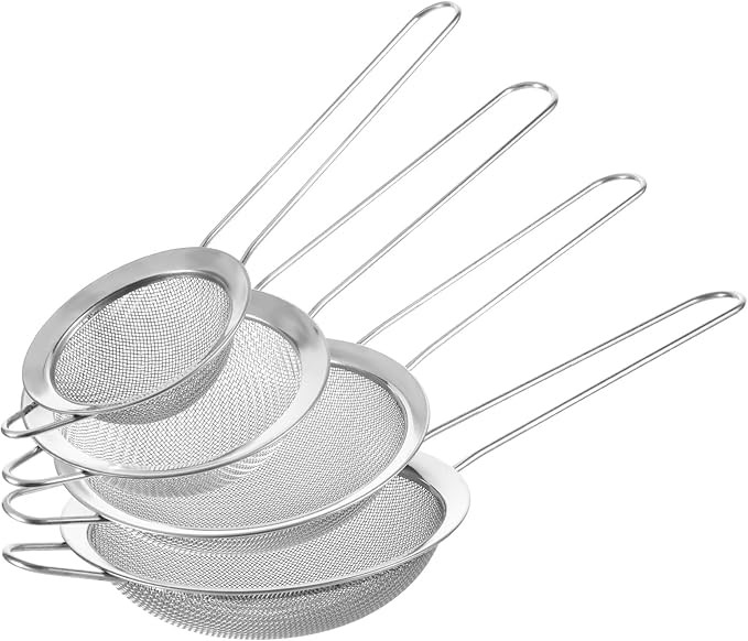 4 Pcs Stainless Steel Fine Mesh Strainer 4 Sizes Small Sieves with Handles Versatile Kitchen Stra... | Amazon (US)