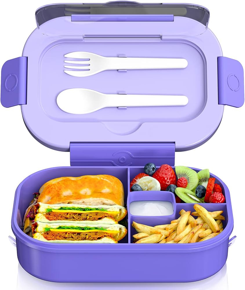 Bento Box for Kids, 1300ML 4 Compartment Bento Box Adult Lunch Box with Cutlery, Lunch Box Contai... | Amazon (US)