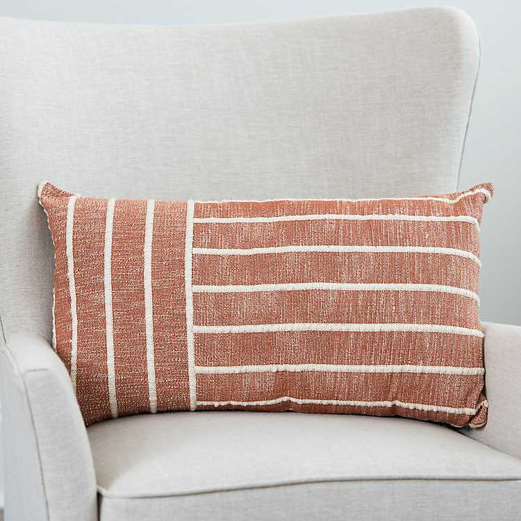 New! Spice Woven Striped Lumbar Pillow | Kirkland's Home