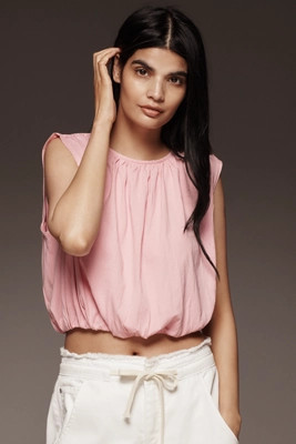 By Anthropologie Crop Bubble-Hem Tank Top | Anthropologie (US)