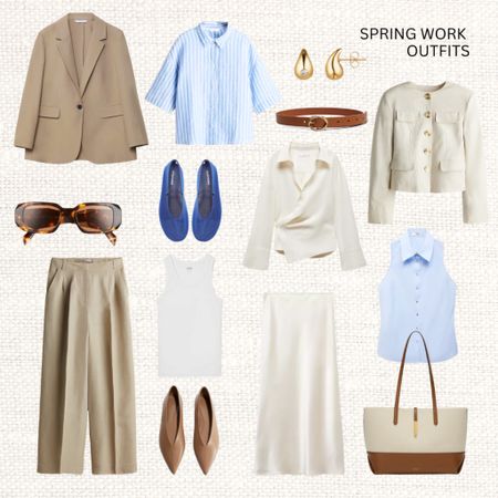 Spring work outfit ideas 👩🏼‍💻

‼️Don’t forget to tap 🖤 to add this post to your favorites folder below and come back later to shop

Make sure to check out the size reviews/guides to pick the right size

Linen blend trousers, satin skirt, maxi skirt, work outfit, office outfit, blue short sleeved shirt, white tank top, blue mesh flats, mesh ballerinas, canvas tote bag, linen jacket, tortoise sunglasses, wrap linen shirt

#LTKspring #LTKworkwear #LTKstyletip