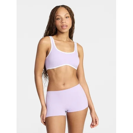 No Boundaries Seamless Scoop Neck Bralette & Boyshort Set, 2-Piece, Women's XS-XXXL | Walmart (US)