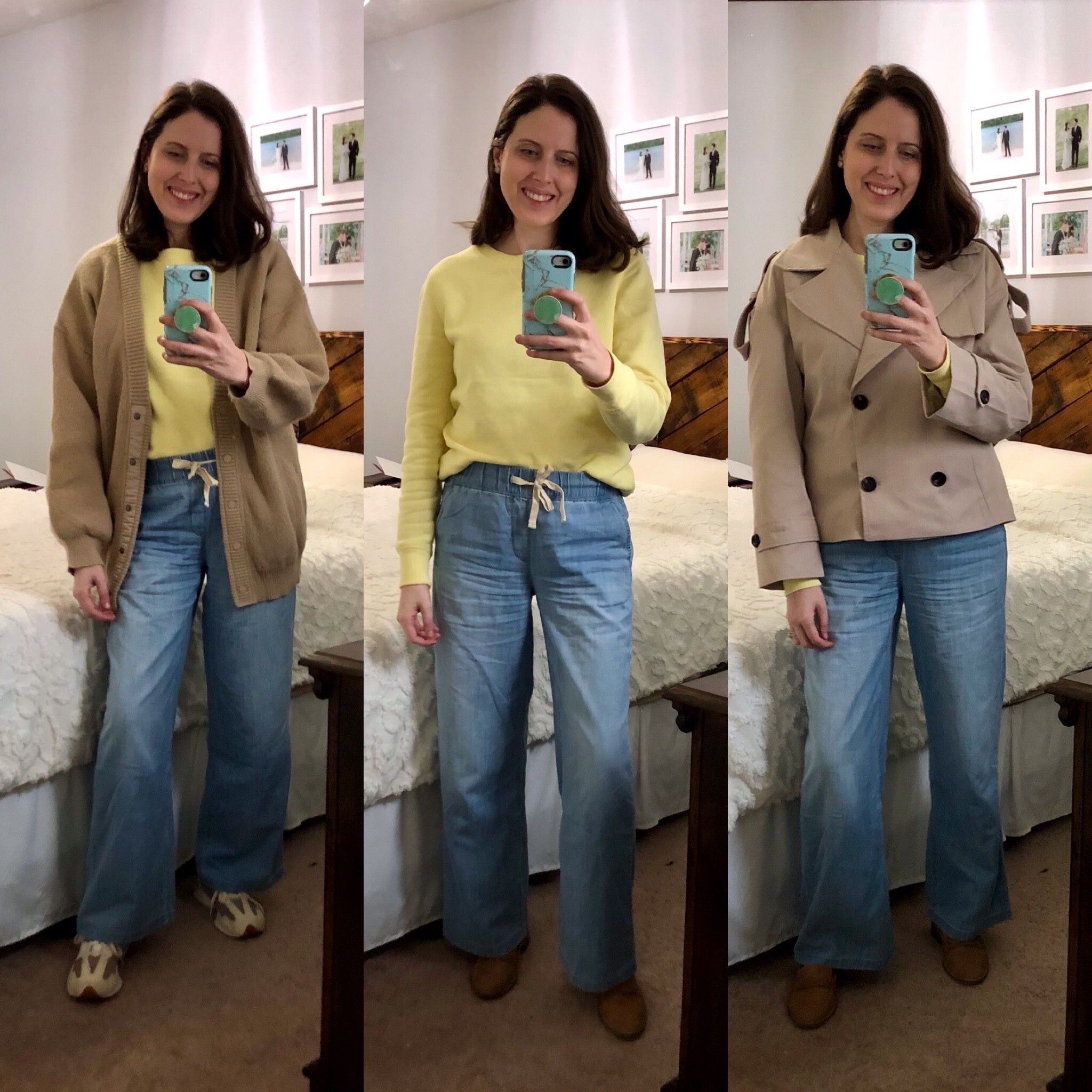 Styling, these chambray pants and this yellow lightweight sweatshirt two ways for spring. 

I love it with the crop trench coat and then with an oversize cardigan. 💛

spring outfits 2026


#LTKootd #LTKSeasonal #LTKgrwm