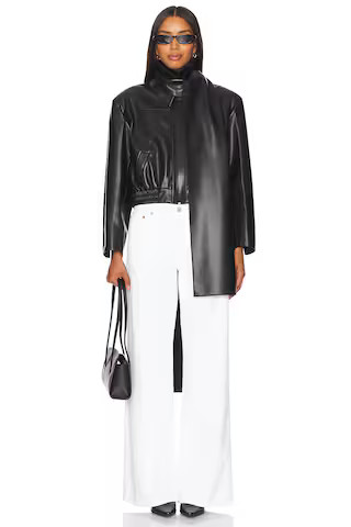 SELMACILEK Faux Leather Scarf-detailed Jacket in Black from Revolve.com | Revolve Clothing (Global)