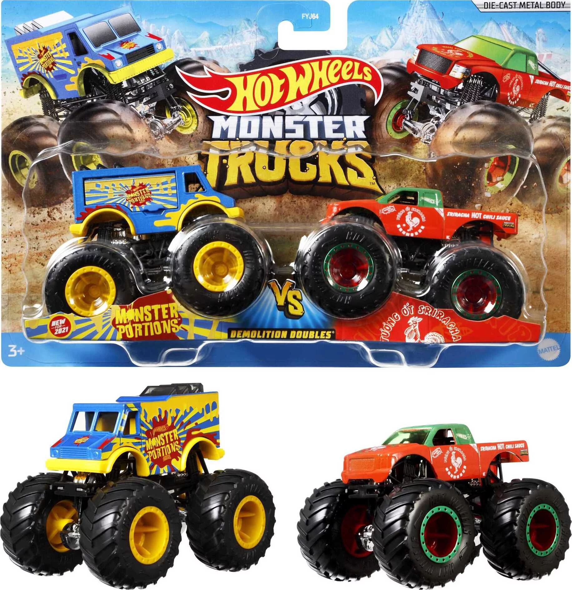 Hot Wheels Monster Trucks Demo Doubles 2 Pack (Styles May Vary) - Walmart.com | Walmart (US)