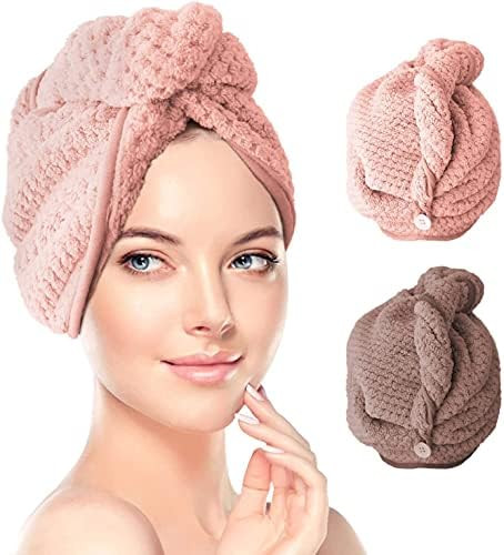 RenFox Turban Towel with Button, Microfibre Towel, Quick Drying, Super Absorbent Hair Towel for A... | Amazon (DE)