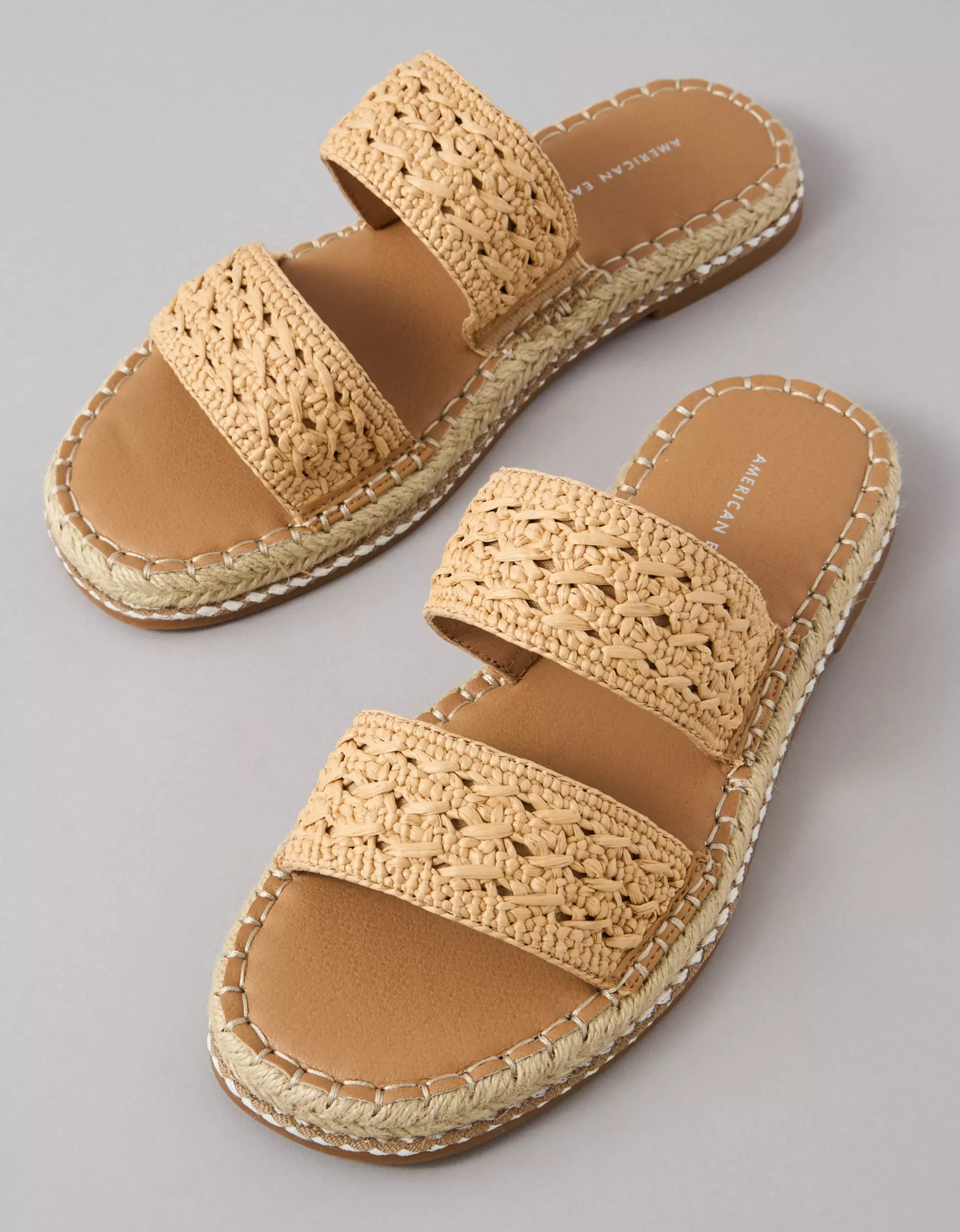 AE Raffia Espadrille Slide Sandal | American Eagle Outfitters (US & CA)