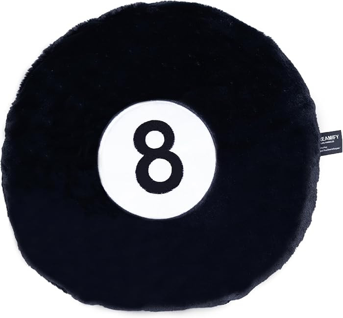DREAMIFY Billiard Ball Throw Pillow, Large 17'' Round Black 8-Ball Soft Plush Cushion for Home an... | Amazon (US)