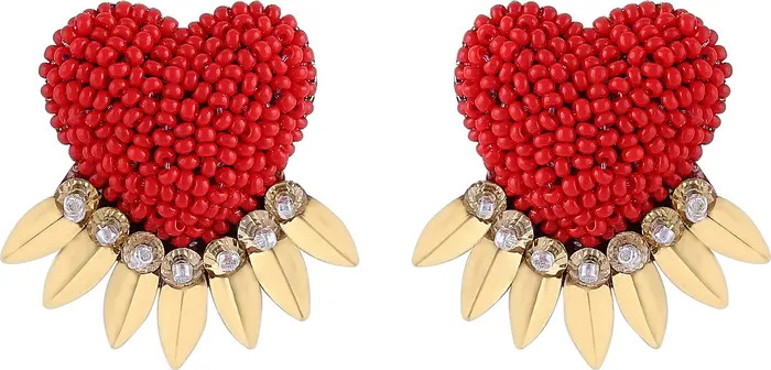 Danika Beaded Fringe Heart Earrings | Nordstrom