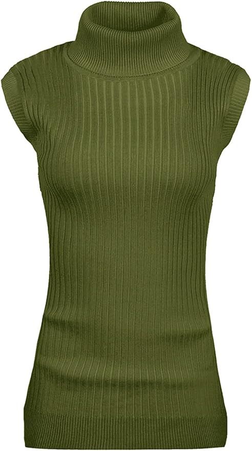 v28 Women Sleeveless High Neck Turtleneck Stretchable Knit Sweater Top | Amazon (US)