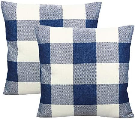 VAKADO Navy Blue and White Buffalo Plaids Throw Pillow Covers Outdoor Decorative Farmhouse Retro ... | Amazon (US)
