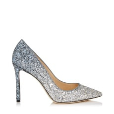 Silver and Dusk Blue Fireball Glitter Dégradé Fabric Pointy Toe Pumps | Jimmy Choo (US)