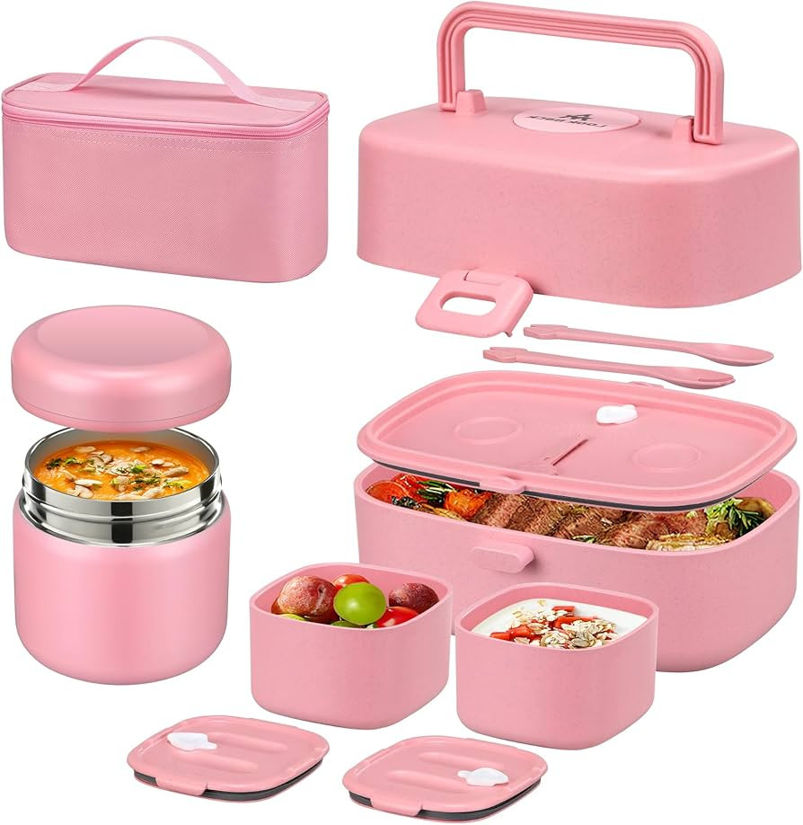 Bento Lunch Box with 8oz Soup Thermo, Kids Sustainable Bento Box Leakproof Lunch Food Containers ... | Amazon (US)