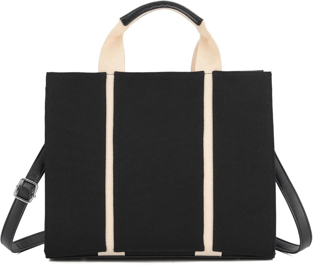 Barsine Tote Bag for Women Canvas Purses Commuter Satchel Bags with Crossbody Strap | Amazon (US)