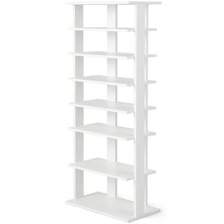 43.5 in. H 14-Pair 7-Tier White Wood Double Rows Shoe Rack Vertical Wooden Shoe Storage Organizer | The Home Depot