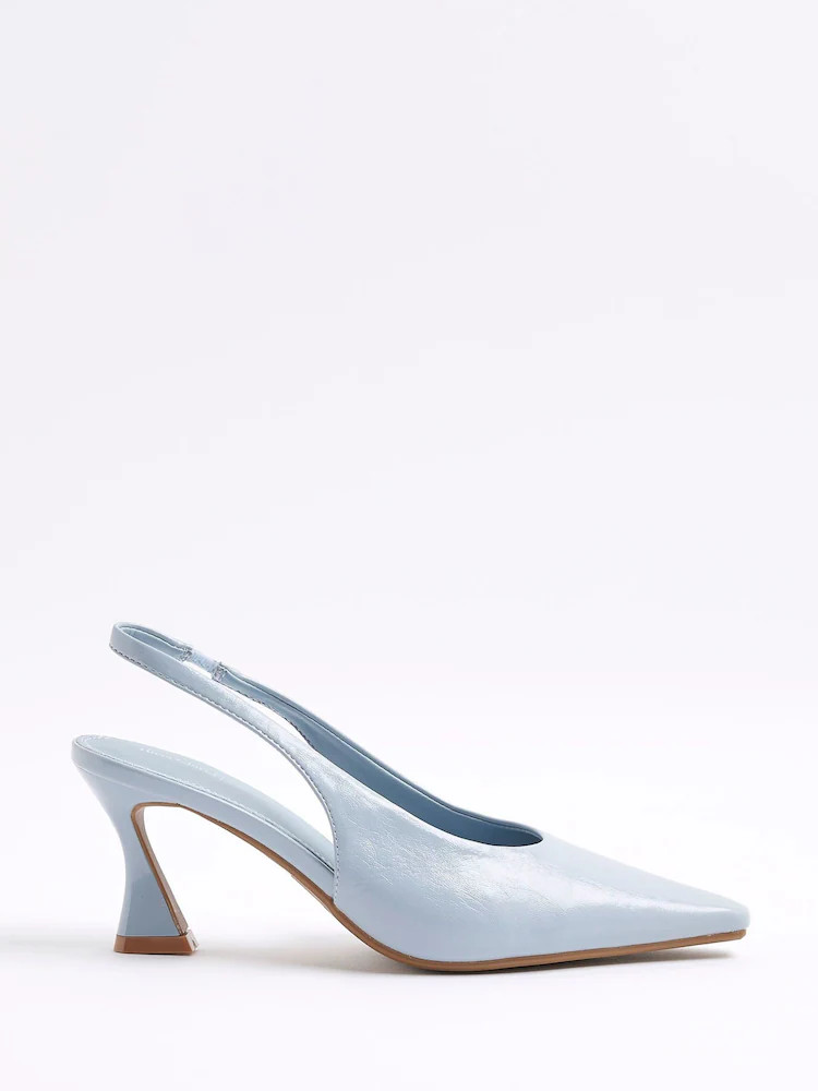 Buy River Island Blue Sling Back Flare Heeled Court Shoes from Next Australia | Next AU