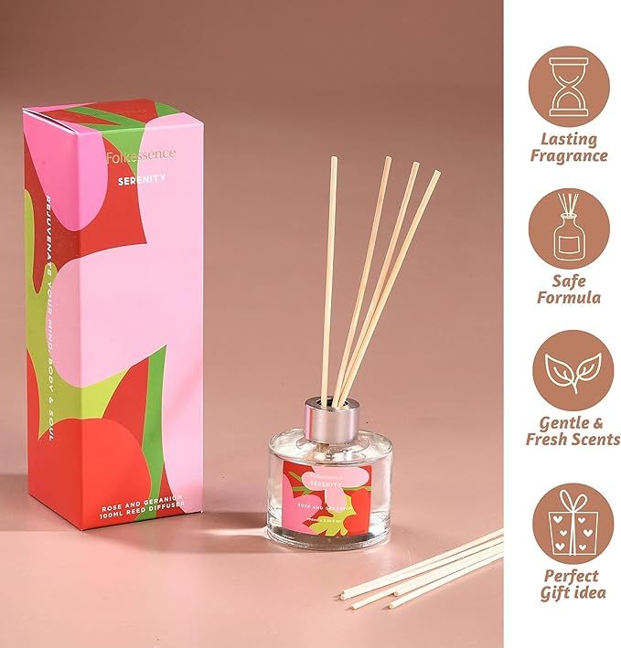 Folkulture Reed Diffuser Set with Sticks for Home, 3.38 fl oz (100 ml) - Essential Oil Diffusers ... | Amazon (US)