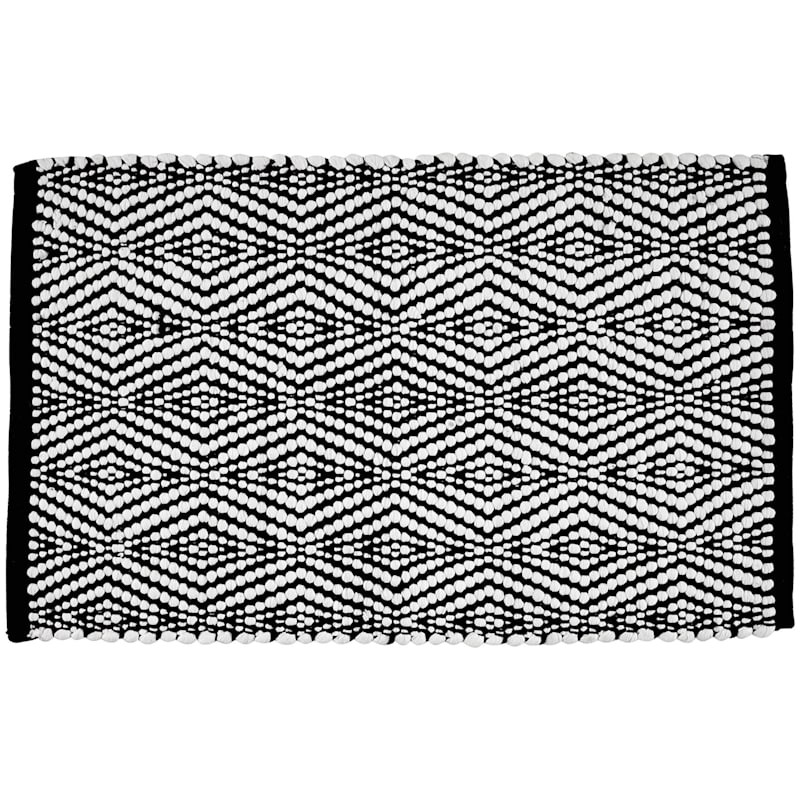 Black & White Diamond Design Woven Accent Rug, 20x34 | At Home