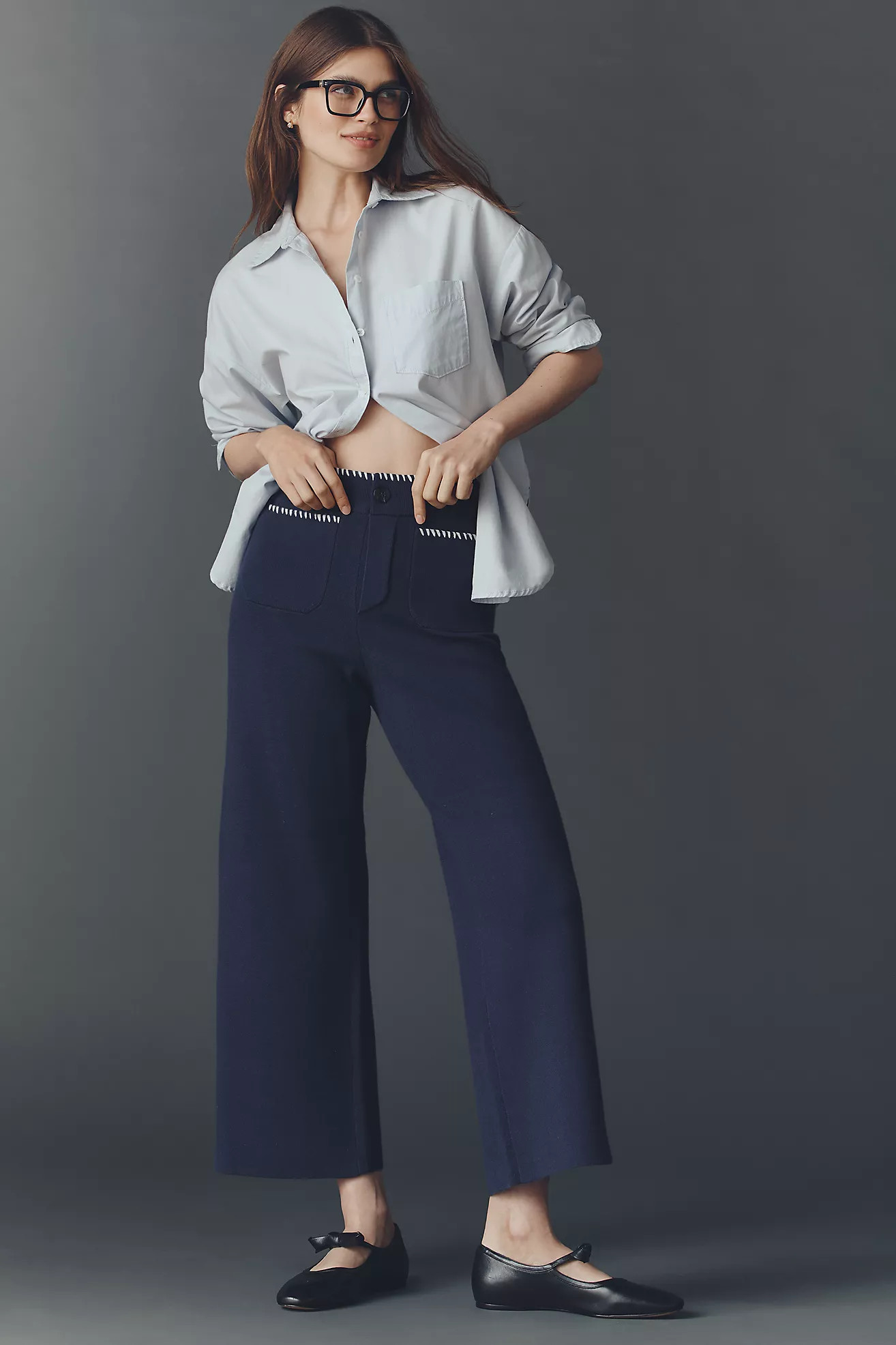 The Colette Crop Whipstich Sweater Pants by Maeve | Anthropologie (US)