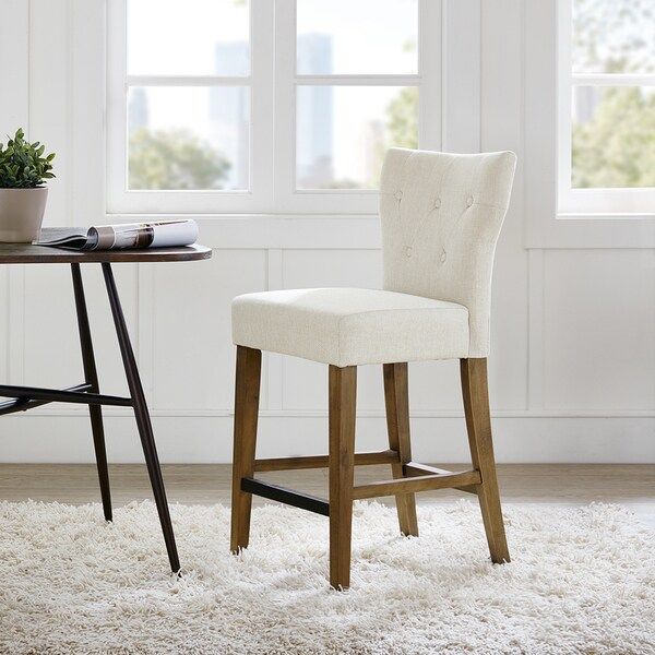 Madison Park Hayes Cream Tufted Back Counter Stool | Bed Bath & Beyond