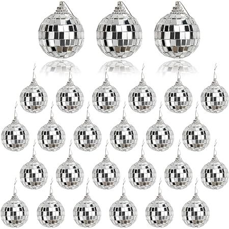 AYQQE 2" Mini Disco Balls Ornaments, 24 Pack Christmas Balls Ornaments Xmas Tree Hanging Balls Pe... | Amazon (US)