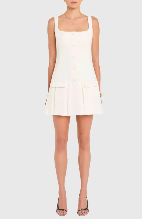 Amanda Uprichard Courtney Pleat Minidress in Ivory at Nordstrom, Size Small | Nordstrom