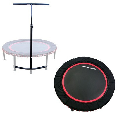 LEAPS & REBOUNDS 48" Adjustable Stability Bar Attachment with 48" Mini Fitness Trampoline and Home Gym Rebounder for Cardio Exercises, Red | Target