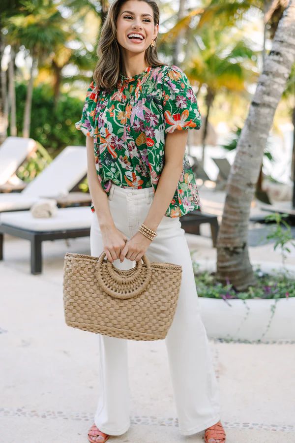 All In The Plans Green Floral Blouse | The Mint Julep Boutique