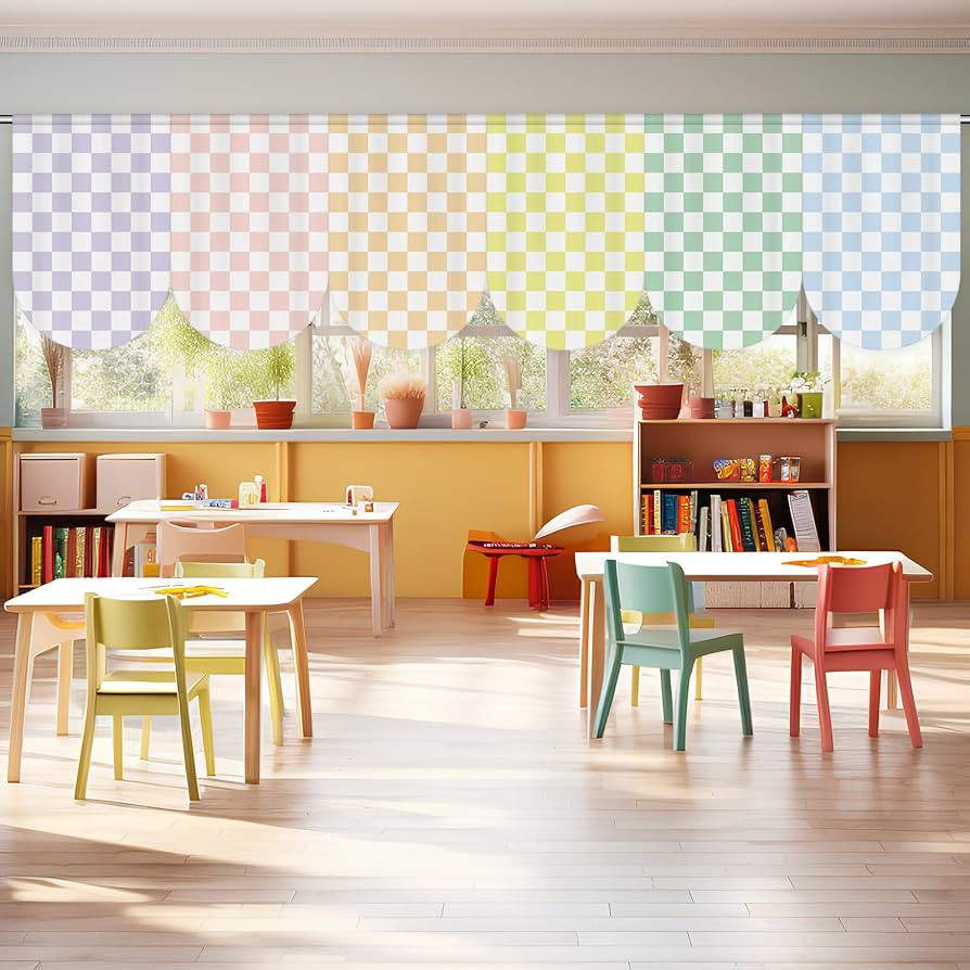 Hahafelt 6 Pcs School Classroom Daycare Curtains Back to Classroom Colorful Curtains Drapes for F... | Amazon (US)