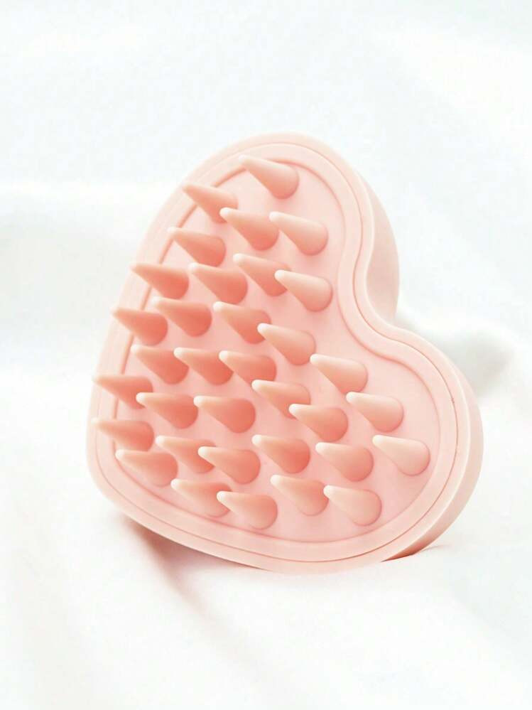 1 Pc Silicone Scalp Massager Shampoo Brush, Hair Scrubber With Soft Silicone Comb Teeth, Heart Sh... | SHEIN