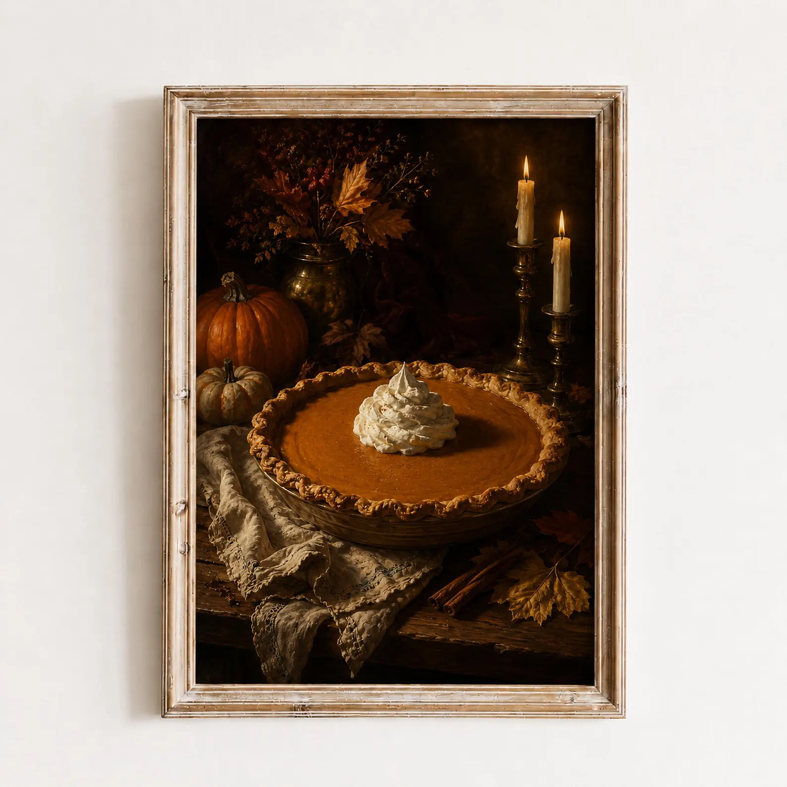 Pumpkin Pie Wall Art, Moody Autumn Kitchen Decor, Vintage Fall Still Life Painting, Thanksgiving ... | Etsy (Global)