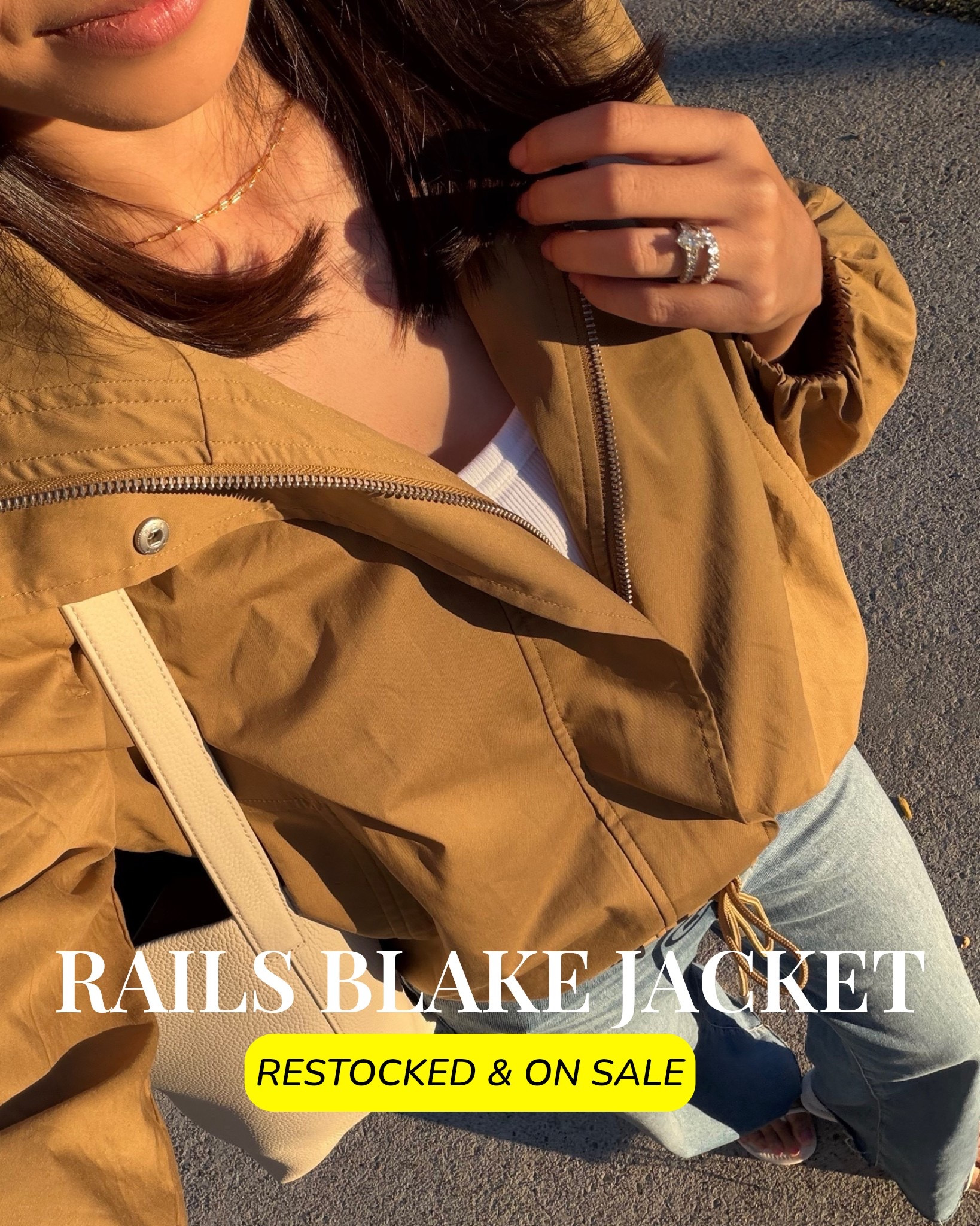Ootd 

Rails jacket small nsale find! Beautiful lightweight chic jacket — restocked in more sizes! 
BR tank xs runs big 
Frame wide leg jeans 
Quince bucket bag small

#LTKootd #LTKSaleAlert