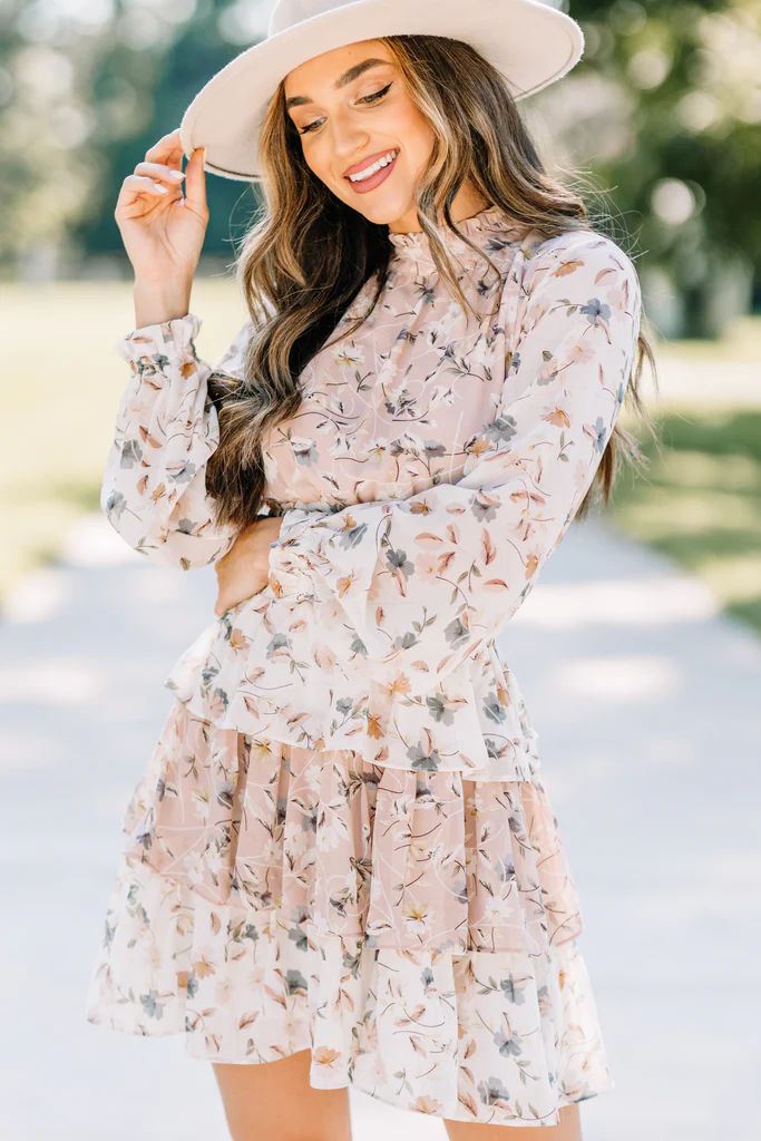 Feminine Thoughts Blush Pink Ditsy Floral Dress | The Mint Julep Boutique