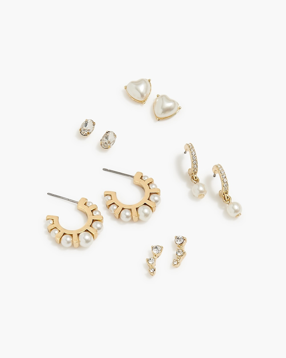 Pearl and crystal earrings set-of-five | J.Crew Factory
