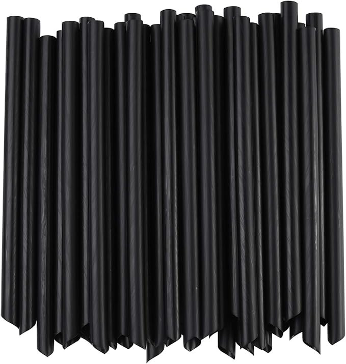 ALINK 100 PCS Black Plastic Boba Straws, 12mm Extra Wide Disposable Smoothie Straws for Bubble Te... | Amazon (US)