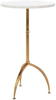 Safavieh Home Collection Mikhail and Iron End Table, White/Gold Granite | Amazon (US)