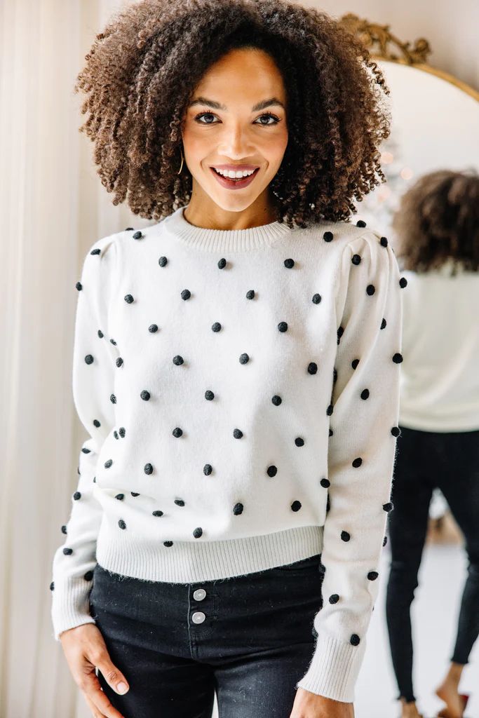 Won't Forget You Black And White Pompom Sweater | The Mint Julep Boutique